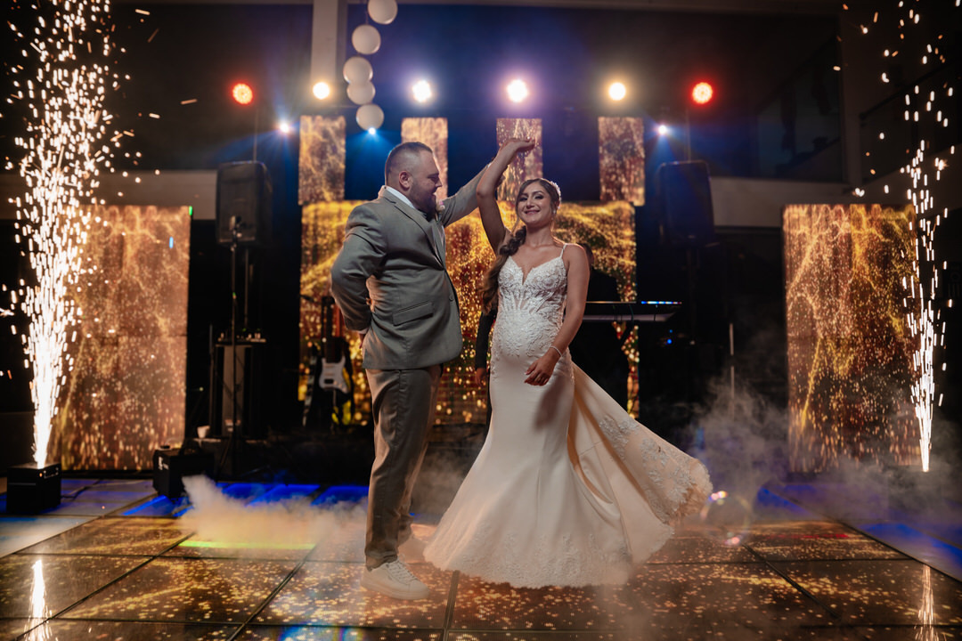 Romantic portrait of the newlyweds on their wedding day.