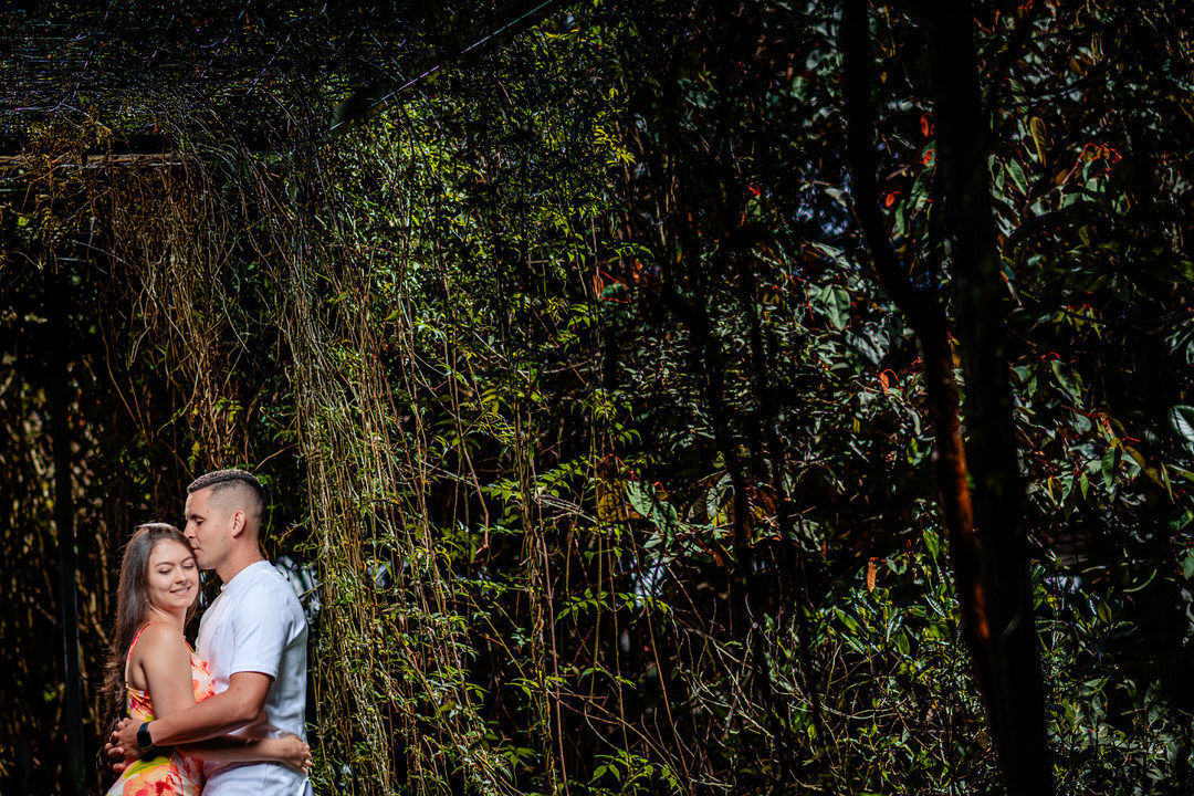 Retrato romántico de una pareja durante su sesión preboda.