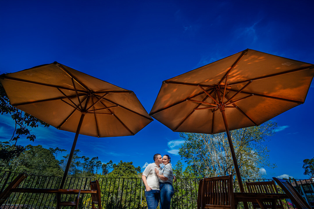 Pre-wedding photography session of the couple in a natural setting.