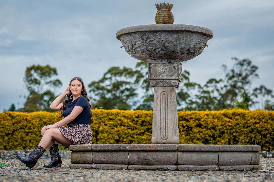 Retrato de quinceañera con un estilo elegante y natural.