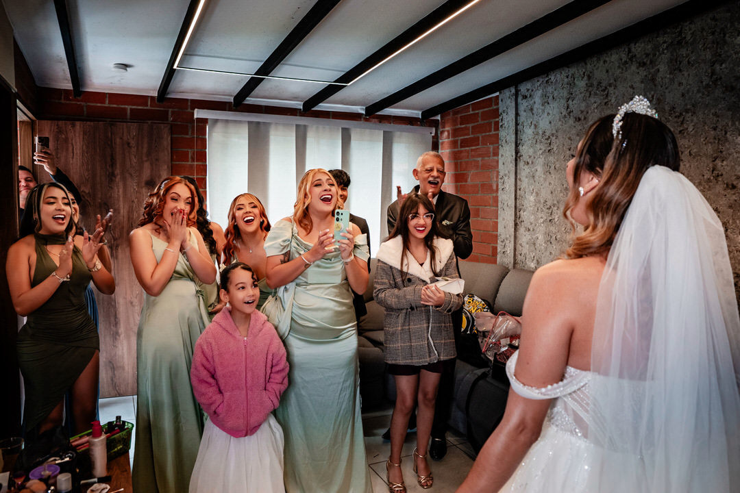 Retrato de los recién casados después de la ceremonia.