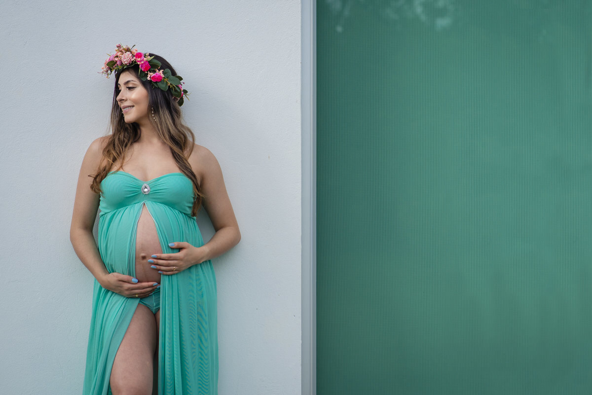 Viviana en su sesión de maternidad en espera de Isaac