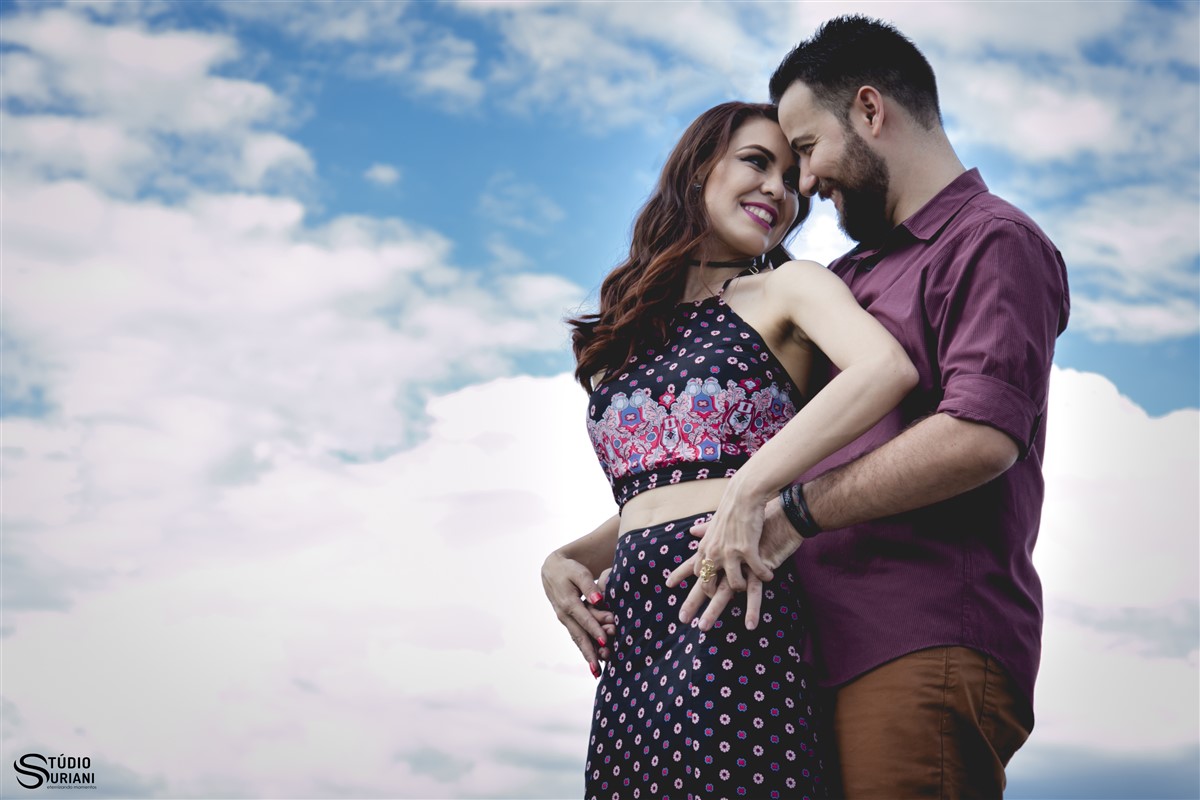 lindo céu azul nas fotos de casamento de karina e leandro