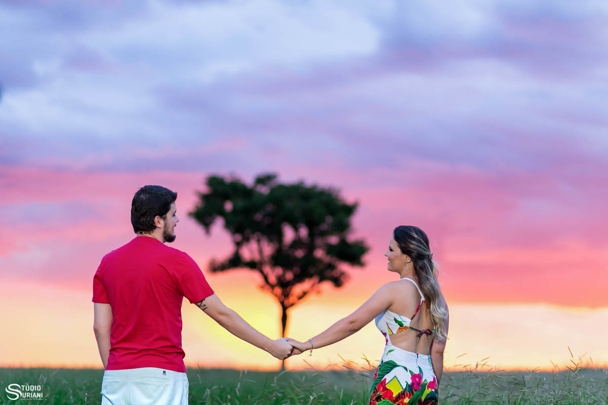 Lindo por do sol com arvore ao fundo representando a família que o casal irá formar. 