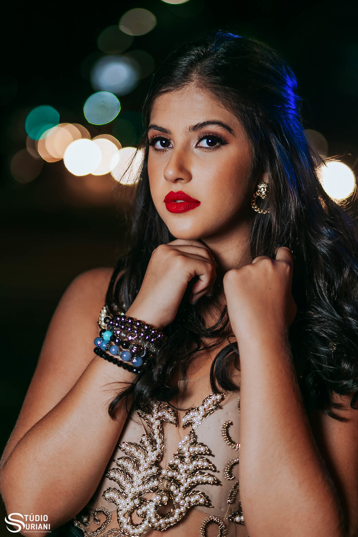 Foto com luzes dos carro em ensaio de fotos de Uberlândia 