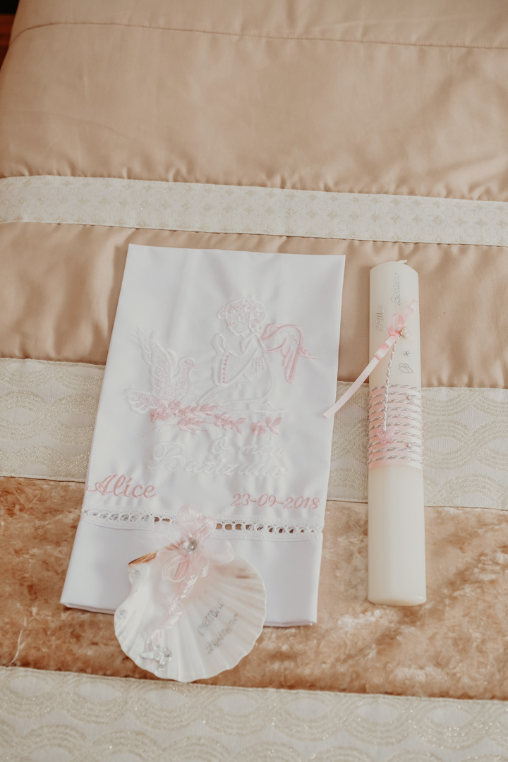 toalha de batismo, vela de batismo