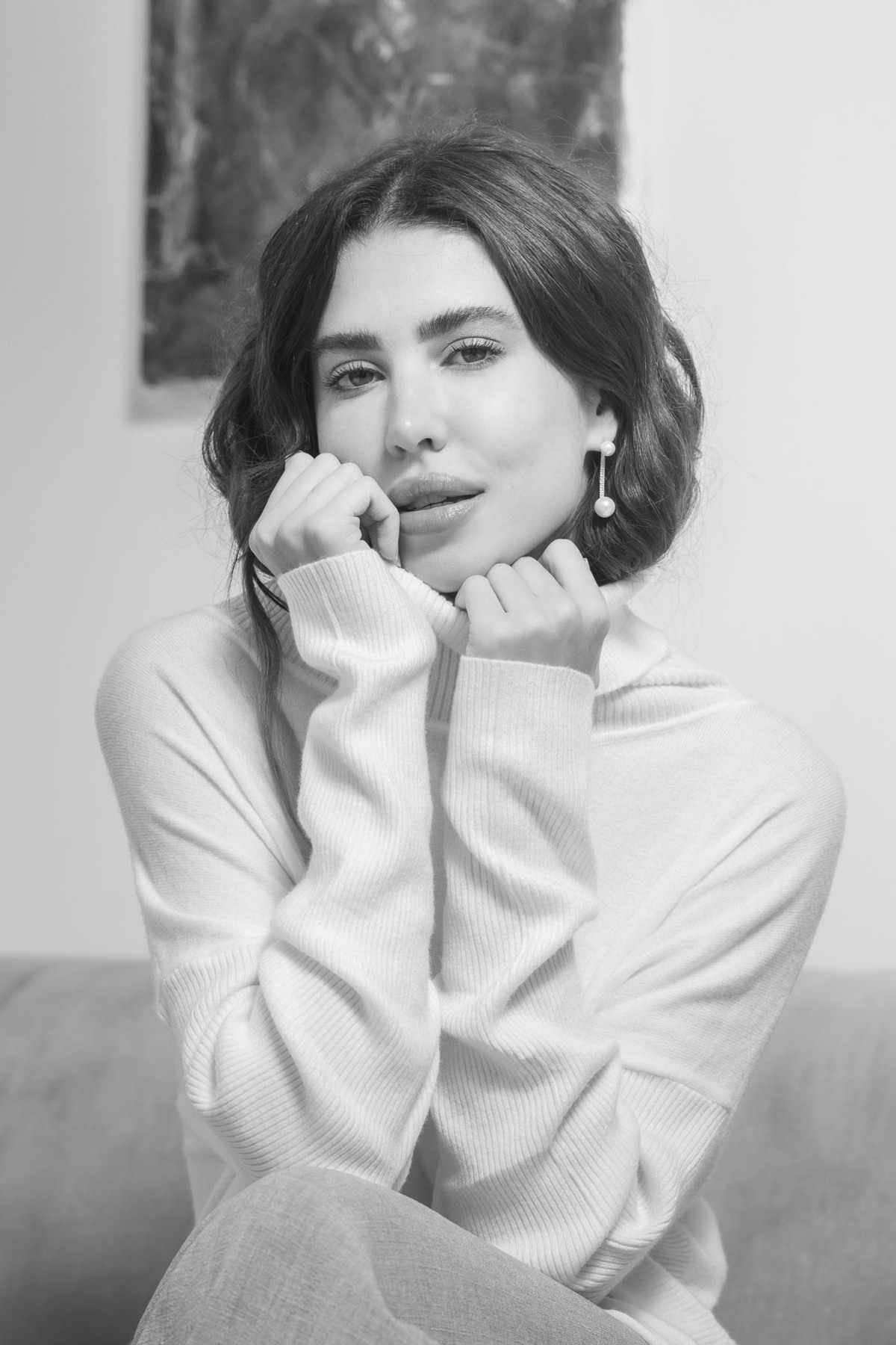 retrato de moda feminina em preto e branco