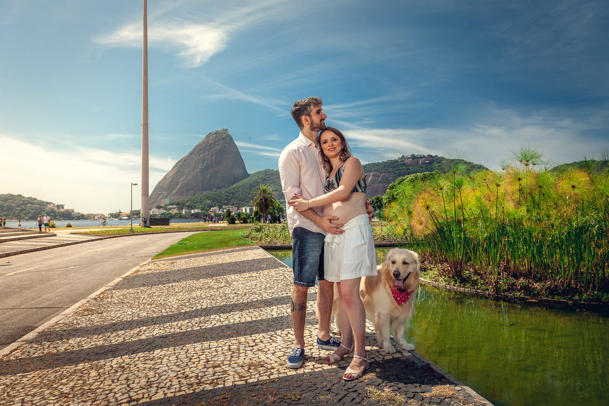 book de gestante no aterro do flamengo com pão de açucar ao fundo